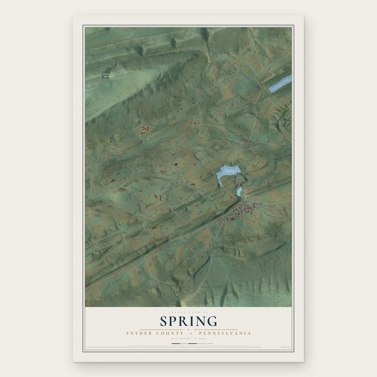 Spring, Snyder County, Pennsylvania map print, the full design