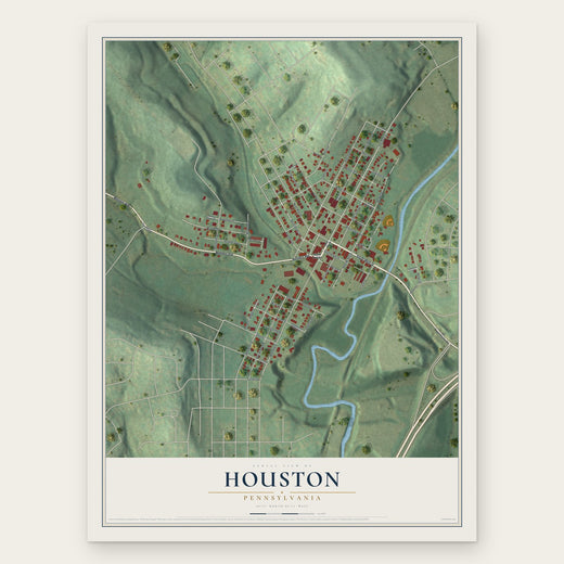 Houston, Pennsylvania map print, the full design