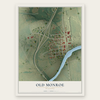 Old Monroe, Missouri map print, the full design