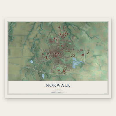 Norwalk, Ohio map print, the full design
