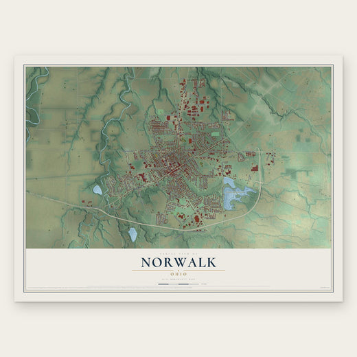 Norwalk, Ohio map print, the full design