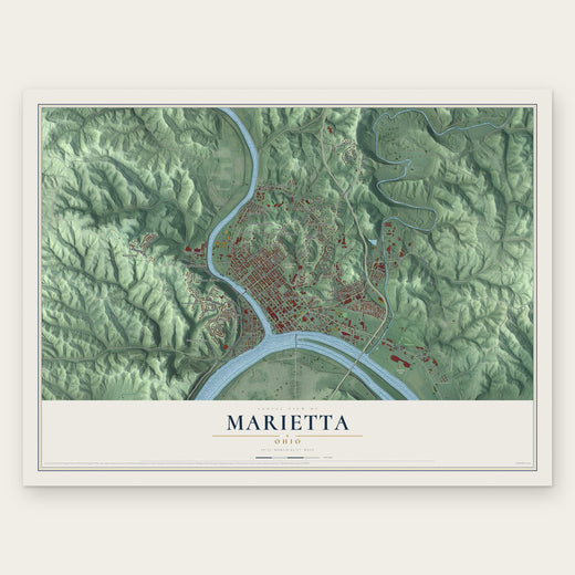 Marietta, Ohio map print, the full design