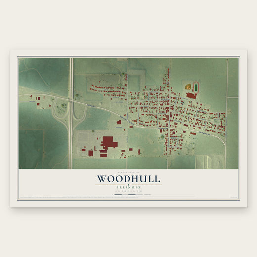 Woodhull, Illinois map print, the full design