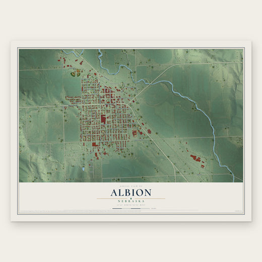 Albion, Nebraska map print, the full design