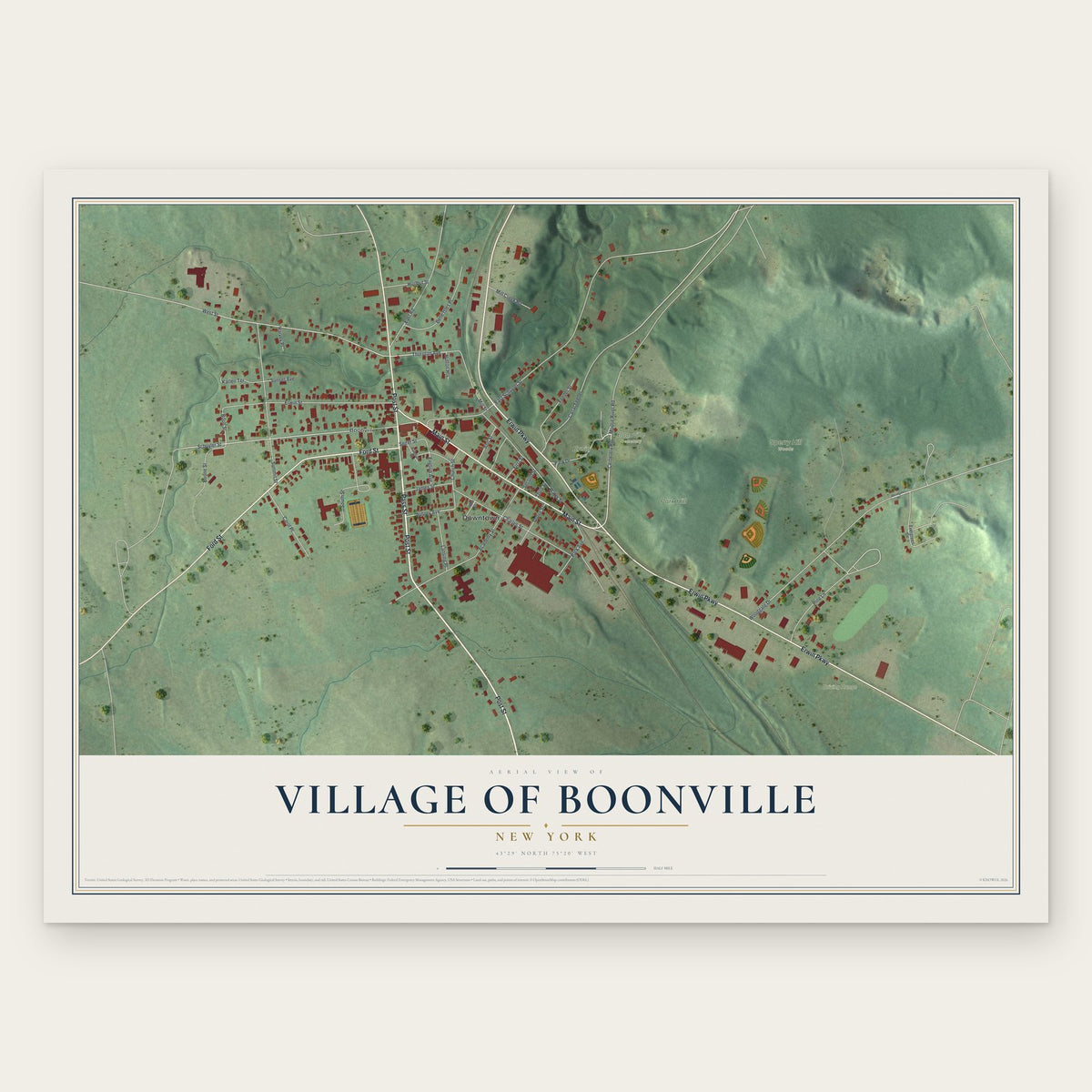 Village of Boonville, New York map print, the full design