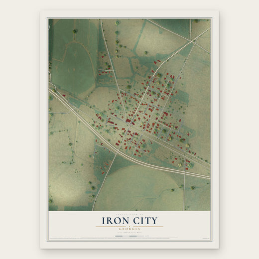 Iron City, Georgia map print, the full design