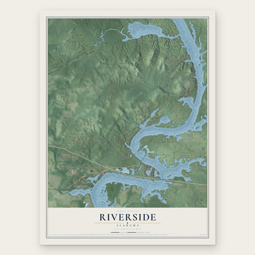Riverside, Alabama map print, the full design