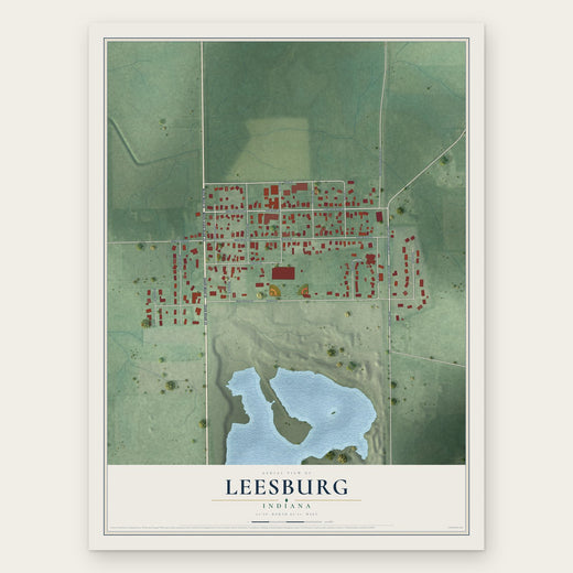 Leesburg, Indiana map print, the full design