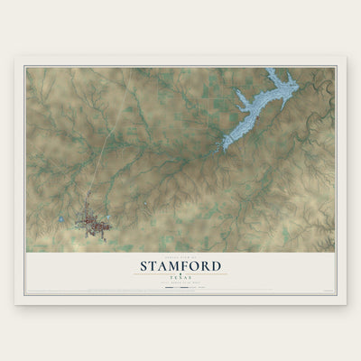 Stamford, Texas map print, the full design