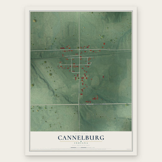 Cannelburg, Indiana map print, the full design