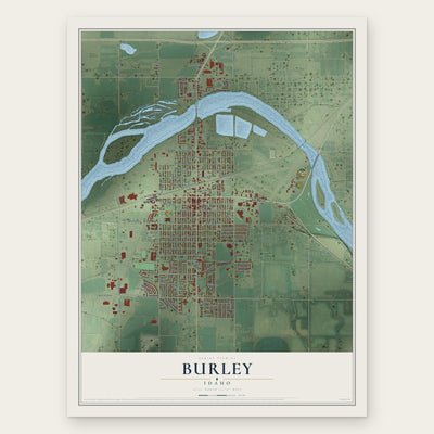 Burley, Idaho map print, the full design