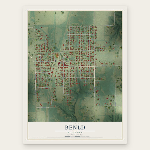 Benld, Illinois map print, the full design