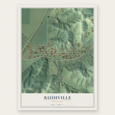 Rushville, Missouri map print, the full design