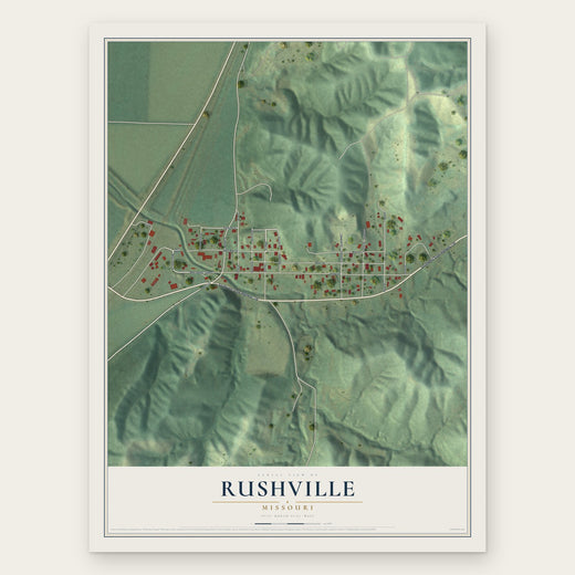 Rushville, Missouri map print, the full design