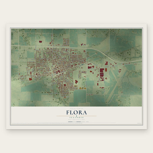 Flora, Illinois map print, the full design