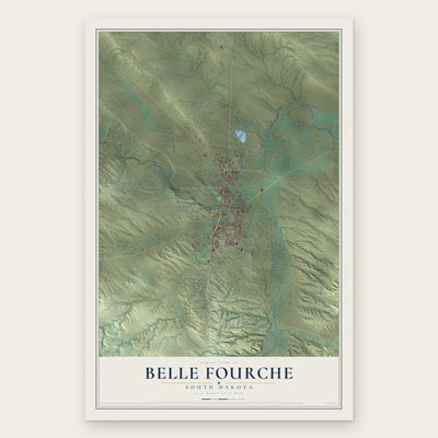 Belle Fourche, South Dakota map print, the full design