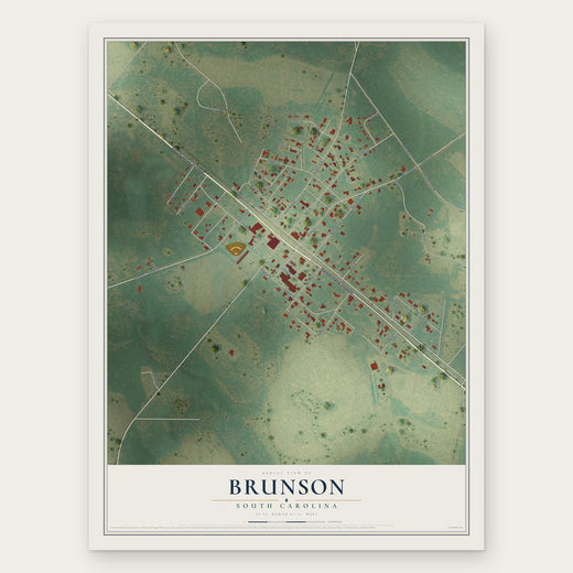 Brunson, South Carolina map print, the full design
