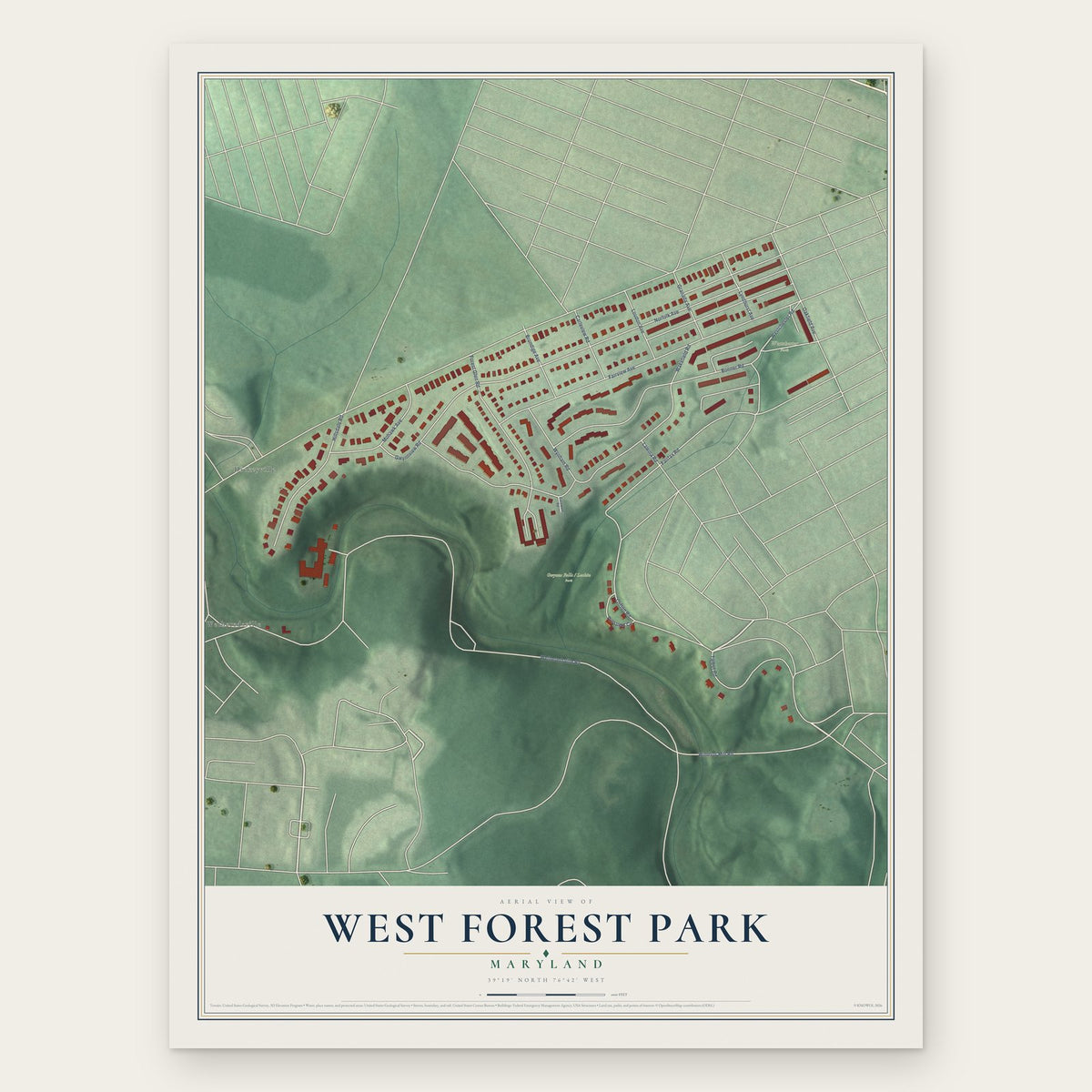 West Forest Park, Maryland map print, the full design