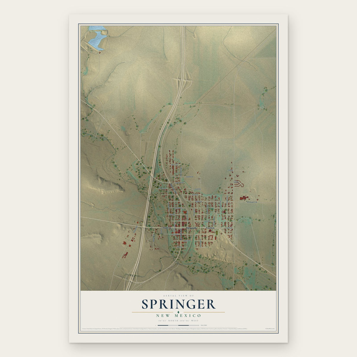 Springer, New Mexico map print, the full design