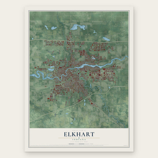 Elkhart, Indiana map print, the full design