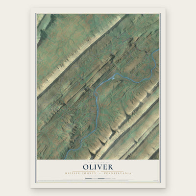 Oliver, Mifflin County, Pennsylvania map print, the full design
