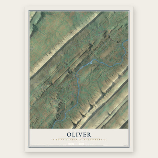 Oliver, Mifflin County, Pennsylvania map print, the full design