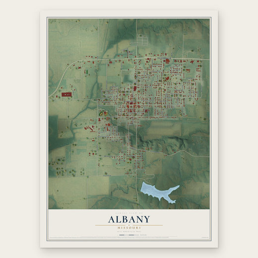 Albany, Missouri map print, the full design