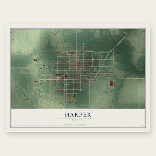 Harper, Kansas map print, the full design