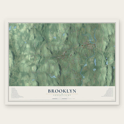 Brooklyn, Connecticut map print, the full design