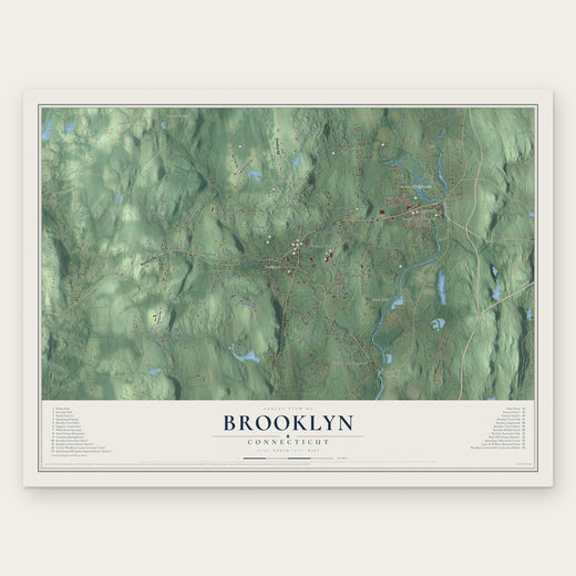 Brooklyn, Connecticut map print, the full design