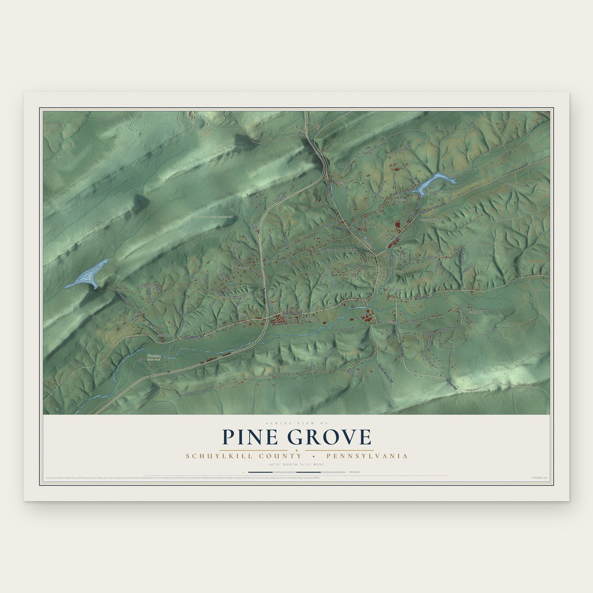 Pine Grove, Schuylkill County, Pennsylvania map print, the full design