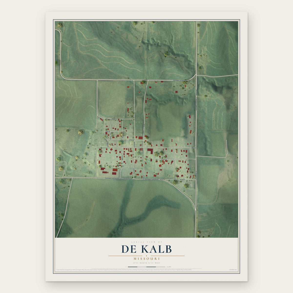 De Kalb, Missouri map print, the full design