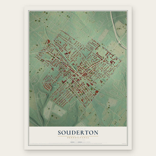 Souderton, Pennsylvania map print, the full design