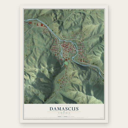 Damascus, Virginia map print, the full design