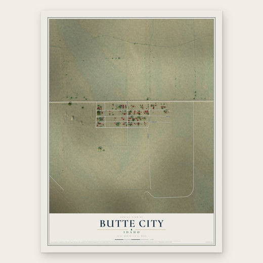 Butte City, Idaho map print, the full design