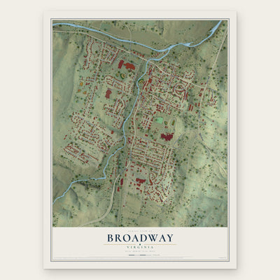 Broadway, Virginia map print, the full design
