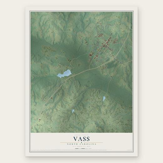 Vass, North Carolina map print, the full design