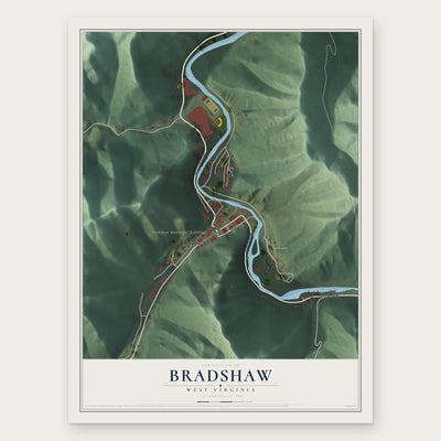 Bradshaw, West Virginia map print, the full design