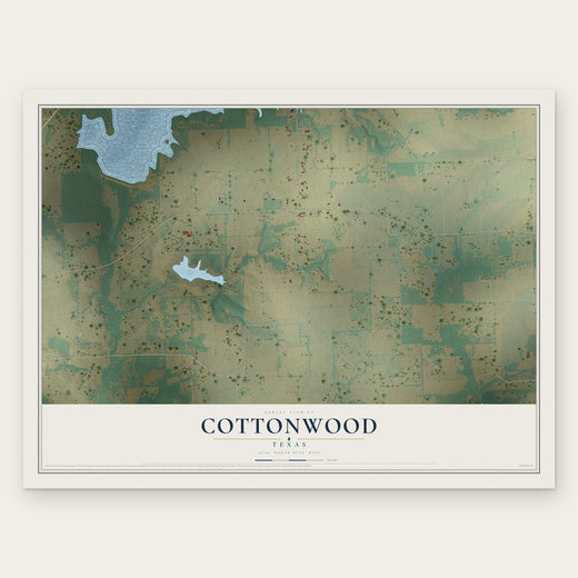 Cottonwood, Texas map print, the full design