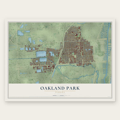 Oakland Park, Florida map print, the full design