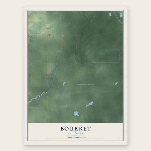 Bourret, Michigan map print, the full design
