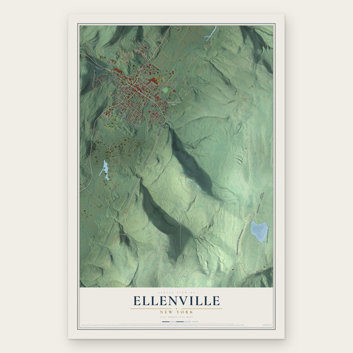 Ellenville, New York map print, the full design