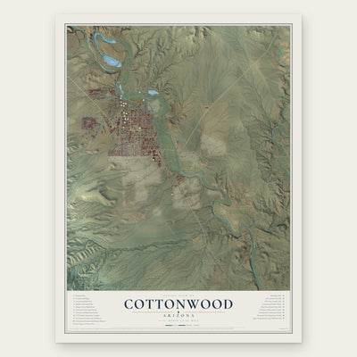 Cottonwood, Arizona map print, the full design