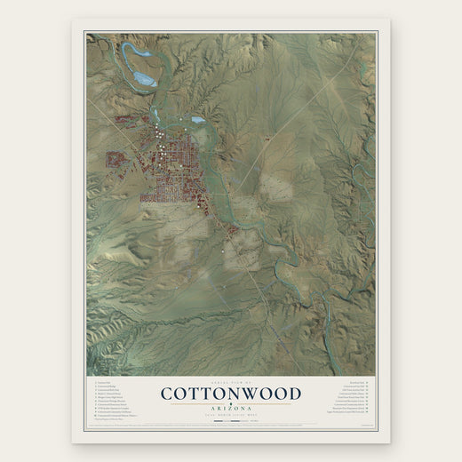 Cottonwood, Arizona map print, the full design