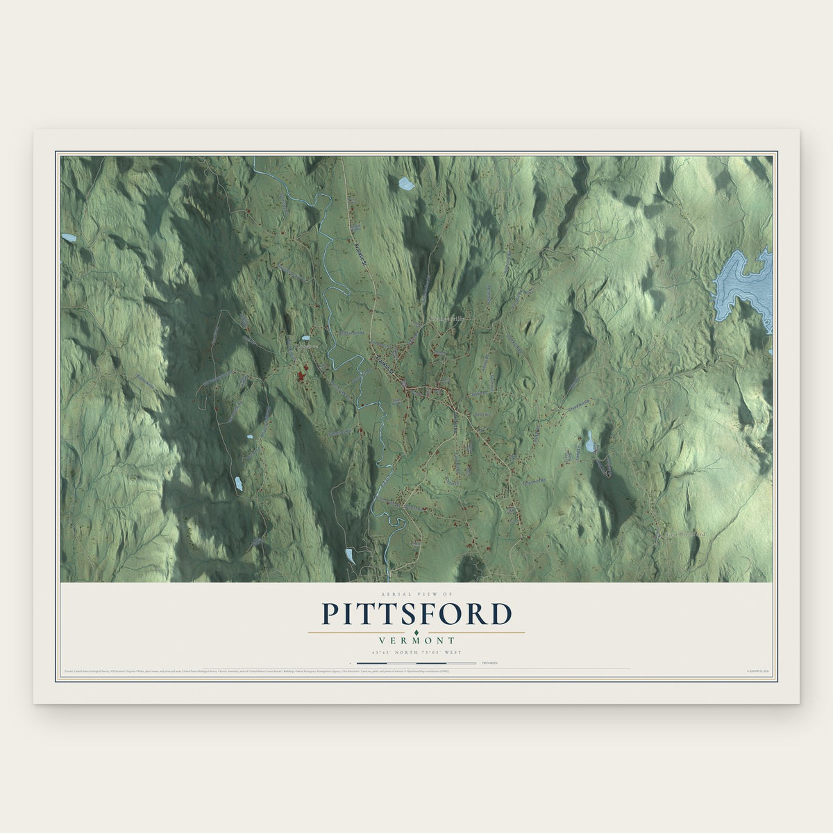 Pittsford, Vermont map print, the full design