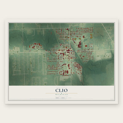 Clio, Michigan map print, the full design