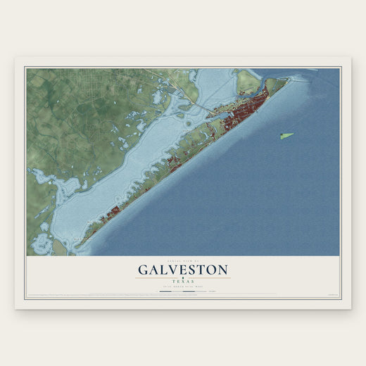 Galveston, Texas map print, the full design