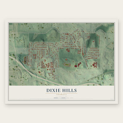 Dixie Hills, Georgia map print, the full design