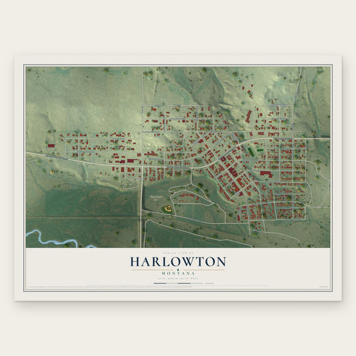 Harlowton, Montana map print, the full design