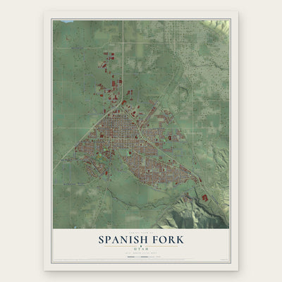 Spanish Fork, Utah map print, the full design